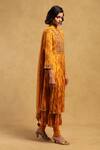 Buy_Ritu Kumar_Yellow Viscose Chiffon Print Abstract Notched Niagra Mosaic Layered Kurta Set _Online_at_Aza_Fashions
