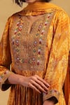 Shop_Ritu Kumar_Yellow Viscose Chiffon Print Abstract Notched Niagra Mosaic Layered Kurta Set _Online_at_Aza_Fashions