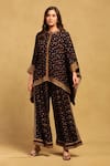 Buy_Ritu Kumar_Black Viscose Crepe Print Aztec Bloom Motif Round Gopuram Shirt With Pant _at_Aza_Fashions