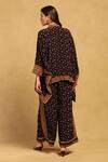 Shop_Ritu Kumar_Black Viscose Crepe Print Aztec Bloom Motif Round Gopuram Shirt With Pant _at_Aza_Fashions