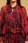 Shop_Ritu Kumar_Red Satin Print Abstract Floral High Neck Top With Pant _Online_at_Aza_Fashions