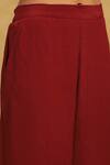 Buy_Ritu Kumar_Maroon Poly Jacquard Print Blossom Vine Open Round Kinnauri Cape And Pant Set 