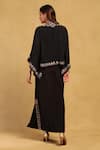 Shop_Ritu Kumar_Black Viscose Crepe Embroidery Paisley Vine Mandarin Sophie Top With Skirt _at_Aza_Fashions