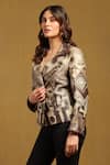 Buy_Ritu Kumar_Black Silk Print Abstract Mosaic Camp Collar Meraki Jacket _Online_at_Aza_Fashions