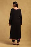 Shop_Ritu Kumar_Black Rayon Slub Woven Ikat Notched Neckline Kurta And Pant Set _at_Aza_Fashions