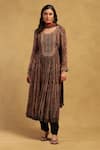 Buy_Ritu Kumar_Black Viscose Chiffon Printed Paisley Round Meraki Kurta Set _at_Aza_Fashions