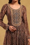 Shop_Ritu Kumar_Black Viscose Chiffon Printed Paisley Round Meraki Kurta Set _Online_at_Aza_Fashions