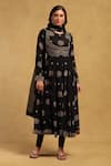 Buy_Ritu Kumar_Black Viscose Crepe Printed Floral Round Madhura Anarkali Set _at_Aza_Fashions