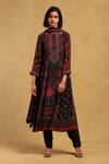Buy_Ritu Kumar_Black Viscose Crepe Printed Diamond Round Zinat Kurta Set _at_Aza_Fashions