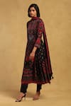 Ritu Kumar_Black Viscose Crepe Printed Diamond Round Zinat Kurta Set _Online_at_Aza_Fashions