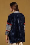 Shop_Ritu Kumar_Blue Silk Velvet Open Azra Jacket _at_Aza_Fashions