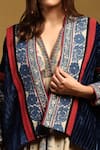 Shop_Ritu Kumar_Blue Silk Velvet Open Azra Jacket _Online_at_Aza_Fashions