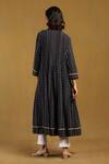 Shop_Ritu Kumar_Blue Cotton Yarn Dyed Collared Nirvi Kurta _at_Aza_Fashions