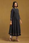 Buy_Ritu Kumar_Blue Cotton Yarn Dyed Collared Nirvi Kurta _Online_at_Aza_Fashions