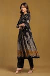 Ritu Kumar_Black Viscose Crepe Collared Madhura Floral Paisley Pattern Kurta _Online_at_Aza_Fashions