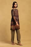 Buy_Ritu Kumar_Black Cotton Voile Mandarin Collar Kiraj Asymmetric Kurta _Online_at_Aza_Fashions