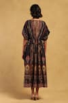 Shop_Ritu Kumar_Black Cotton Voile Round Kiraj Abstract Pattern Gathered Dress _at_Aza_Fashions
