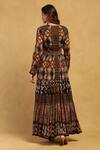 Shop_Ritu Kumar_Brown Viscose Chiffon Printed Geometric Sweetheart Meraki Maxi Dress _at_Aza_Fashions