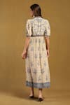 Shop_Ritu Kumar_Beige Viscose Crepe Printed Paisley V Neck Sulawasi Maxi Dress _at_Aza_Fashions