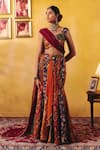 Buy_Aayushi Maniar_Multi Color Organza Tissue Embroidery Floral Amrapali Kalidar Lehenga Set _at_Aza_Fashions