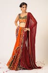 Buy_Aayushi Maniar_Multi Color Organza Tissue Embroidery Floral Amrapali Kalidar Lehenga Set 