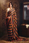 Buy_Aayushi Maniar_Apsara Stripe Embroidered Saree With Blouse _at_Aza_Fashions