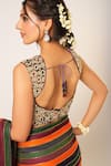 Shop_Aayushi Maniar_Apsara Stripe Embroidered Saree With Blouse _at_Aza_Fashions