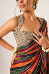 Shop_Aayushi Maniar_Apsara Stripe Embroidered Saree With Blouse _Online_at_Aza_Fashions