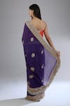 Shop_Anamika Khanna_Purple Saree Chanderi Embroidery Floral Butti With Unstitched Blouse Piece _at_Aza_Fashions