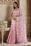 Buy_PUNIT BALANA_Pink Print Floral Scoop Neck Pleated Lehenga And Scallop Embroidered Blouse Set _at_Aza_Fashions