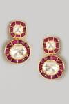 Shop_Karisa Designs_Moissanite Polki Studded Earrings _at_Aza_Fashions