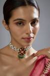 Buy_Karisa Designs_Padma Phool Moissanite Polki Embellished Choker _at_Aza_Fashions