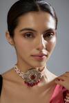 Buy_Karisa Designs_Ornate Crest Moissanite Polki Embellished Choker _at_Aza_Fashions