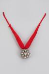 Shop_Karisa Designs_Red Moissanite Polki Embellished Pendant Choker _at_Aza_Fashions