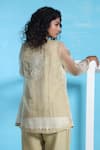 Shop_Sunita Nagi_Beige Organza Embroidered Lace Tunic Notched Sunflower Jacket With Kurta Set _at_Aza_Fashions