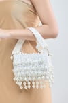 Samyukta Singhania_White Sequin And Pearl Tassel Embellished Bag _at_Aza_Fashions