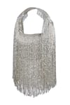 Samyukta Singhania_Silver Cutdana And Bead Tassel Embellished Clutch Bag _Online_at_Aza_Fashions