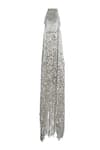 Samyukta Singhania_Silver Cutdana And Bead Tassel Embellished Clutch Bag _at_Aza_Fashions