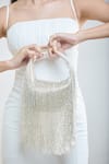 Buy_Samyukta Singhania_Silver Cutdana And Bead Tassel Embellished Clutch Bag 