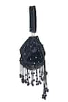 Shop_Samyukta Singhania_Black Sequin And Pearl Tassel Embellished Potli Bag _at_Aza_Fashions