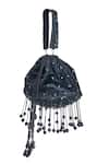 Shop_Samyukta Singhania_Black Sequin And Pearl Tassel Embellished Potli Bag _Online_at_Aza_Fashions