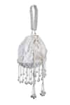 Samyukta Singhania_White Sequin Flora And Pearl Tassel Embellished Potli Bag _at_Aza_Fashions