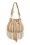 Shop_Samyukta Singhania_Gold Glass Beads Pearl And Embellished Potli Bag _at_Aza_Fashions