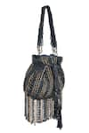 Samyukta Singhania_Black Glass Beads Chain And Embellished Potli Bag _Online_at_Aza_Fashions