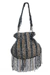 Samyukta Singhania_Black Glass Beads Chain And Embellished Potli Bag _at_Aza_Fashions