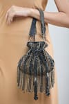 Buy_Samyukta Singhania_Black Glass Beads Chain And Embellished Potli Bag 