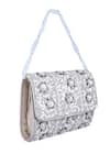 Samyukta Singhania_Beige Sequin And Pearl Bloom Sling Bag _at_Aza_Fashions