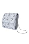 Buy_Samyukta Singhania_Silver Sequin And Pearl Floret Bloom Sling Bag _Online_at_Aza_Fashions