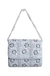 Shop_Samyukta Singhania_Silver Sequin And Pearl Floret Bloom Sling Bag _Online_at_Aza_Fashions