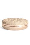 Richa Gupta_Beige Applique Embroidered Round Clutch _at_Aza_Fashions